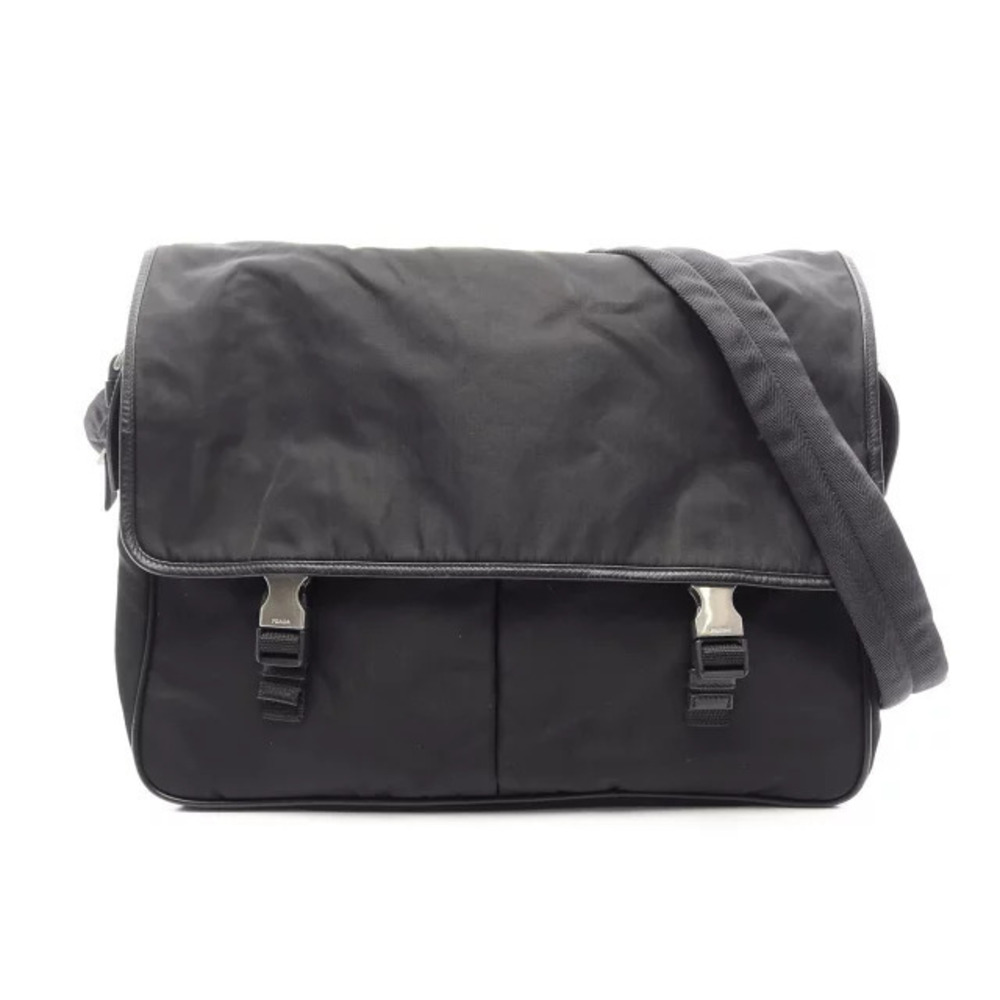 Prada Messenger Bag Shoulder Saffiano Leather Black